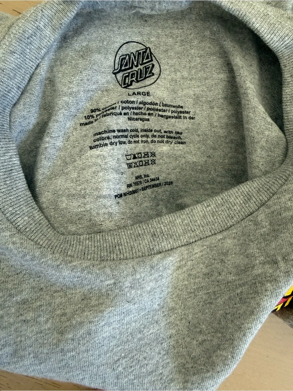 NWT Kids Santa Cruz Skateboards Grey Tee with Red & Yellow Logo/Size Large